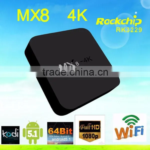 Android tv Box Mx8 4k Amlogic S805 Kodi 14.2 Mx8 4k Android tv Box