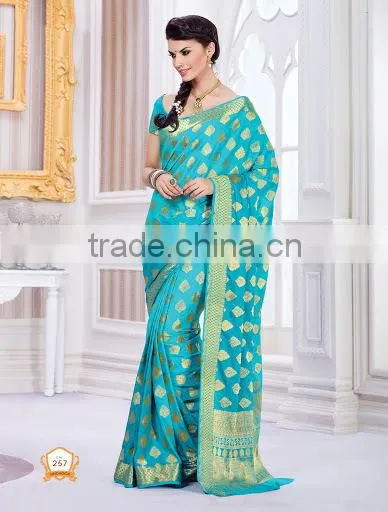 Turquoise Kanchipuram Silk Saree Wedding