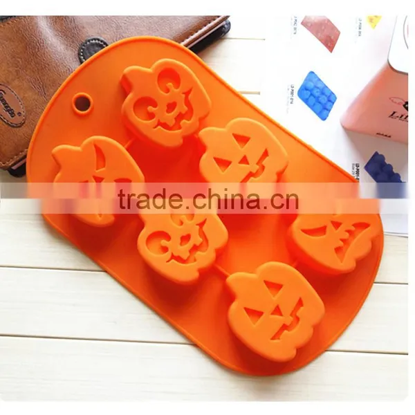6 Cavity Pumpkin Elves Theme Halloween Silicone Cup Cake Pan photo-2