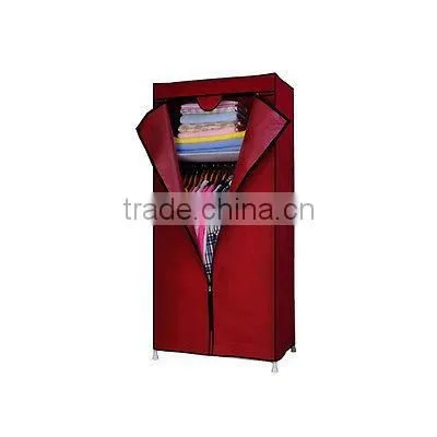 Rose Red Fabric Cupboard Bedroom Rack Shelve Rail Clothes Storage Wardrobe photo-5
