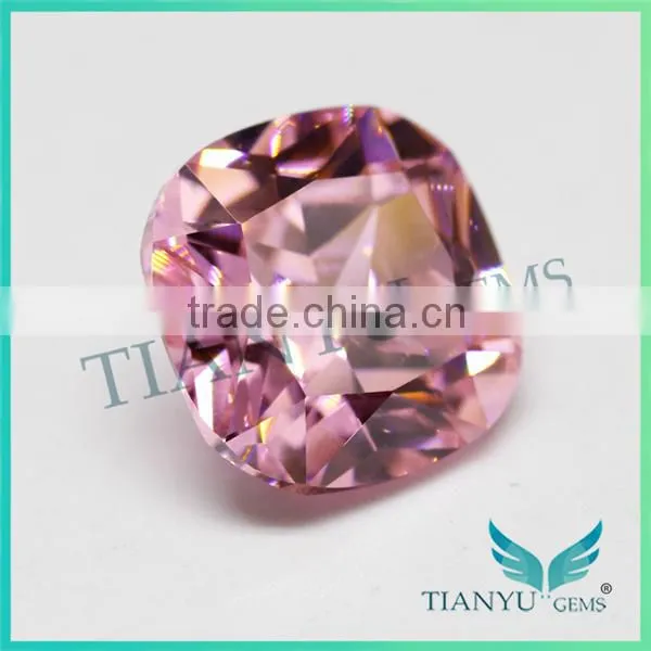 Free Sample Gemstone Processing Wholesale 8x8mm Square Cushion Cut Pink Synthetic Cubic Zirconia photo-3