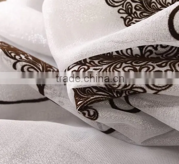 New Design Flocked Curtain Luxury Blackout Fabric Flame Retardant for Living Room photo-4