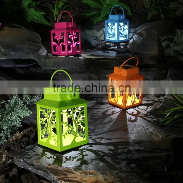4 Coloured Solar Powered Metal Outdoor Lantern Lights photo-2