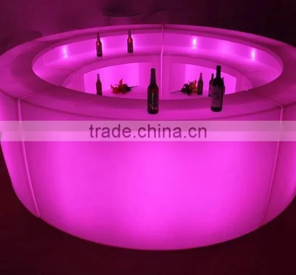 Rechargeable Led Glowing Bar Counter Light up Bar Table Bent and Round Bar Counter photo-5