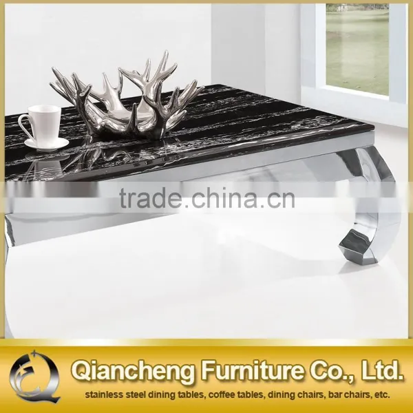 Square Coffee Table Center Table Stainless Steel Base Modern photo-3