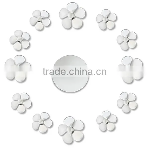 DIY 3D Flowers Mirror Sticker Wall Clock photo-2