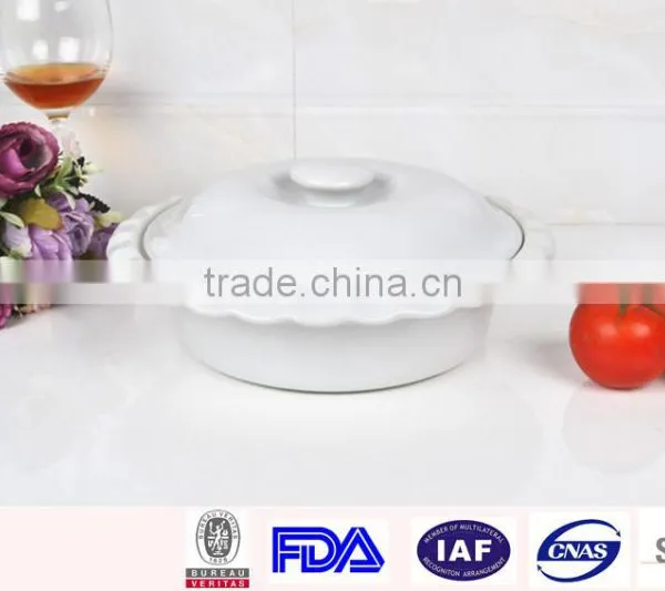 Ceramic White Porcelain Round Baking Dish photo-2