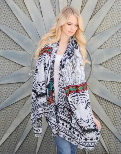 Fashion Animal Printing Polyester Pashmina Scarf Shawl Wraps Factory photo-5