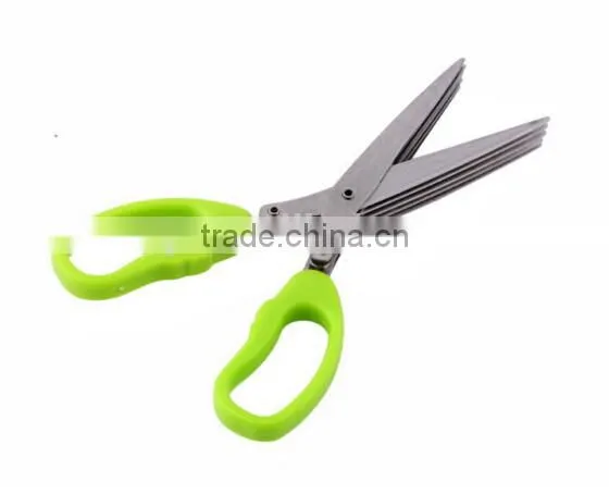 7.5"Professional Stainless Steel 5 Blades Kitchen Herb Scissors With Comb photo-4