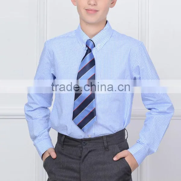 British Style 2017 Spring School Boys Shirt Long Sleeved Cotton Plaid Shirt photo-2