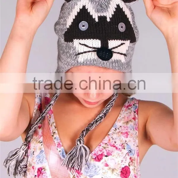 Fashion Unisex Slouch Crochet Cat Knitted Beanie Hat photo-4