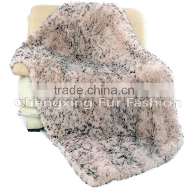 CX-D-73 High Quality Home Use Leopard Print Knitted Fox Fur Real Fur Blanket photo-3