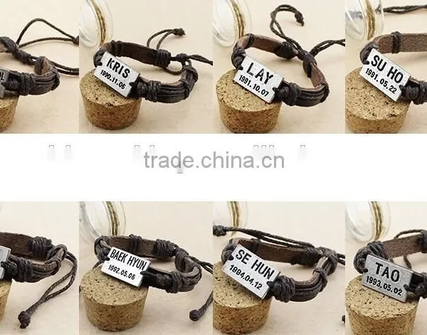 Love Charm Leather Bracelet Love Letter Charm Leather Bangle Custom Charm Leather Bracelet photo-2