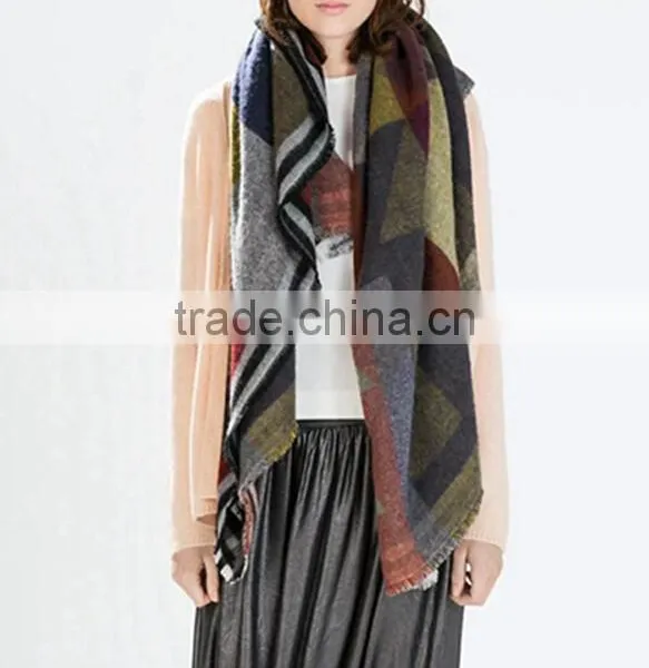 British Wind Spring Model Women Scarf Joint Colors Imitated Cashmere Material 135*145cm Female Cappa photo-5