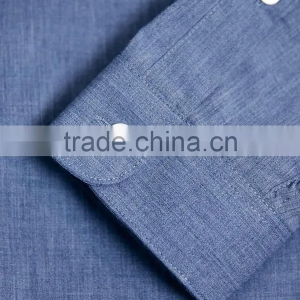 100% Cotton Blue Marl Long Sleeve Smart Shirt photo-3