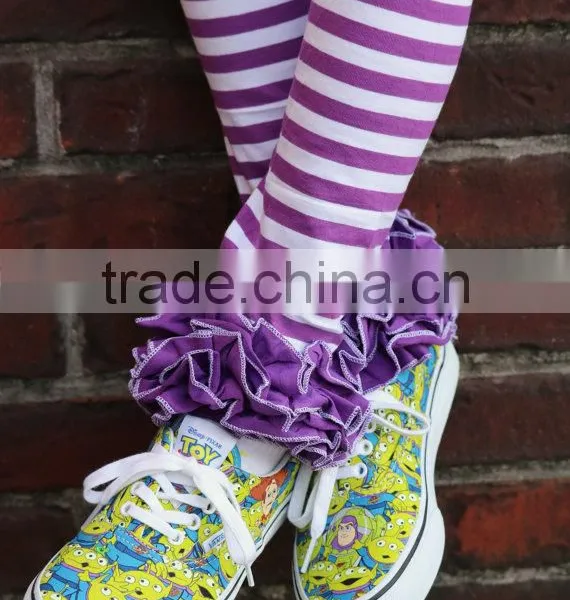 Toddler Girls 95% Cotton 5% Spandex Icing Legging Purple And White Striped Pants photo-2