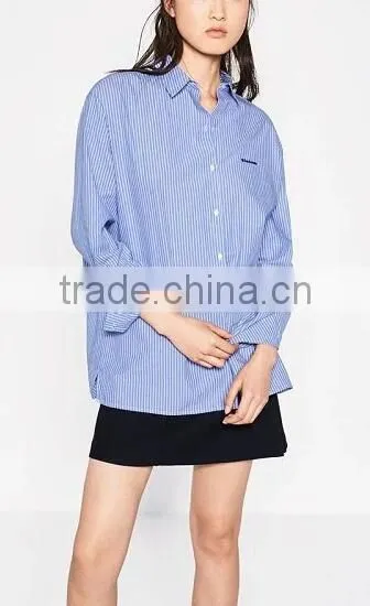 Runwaylover EY2341B New Design 2017 Women Fashion Embroidery Stripe Blouse photo-2