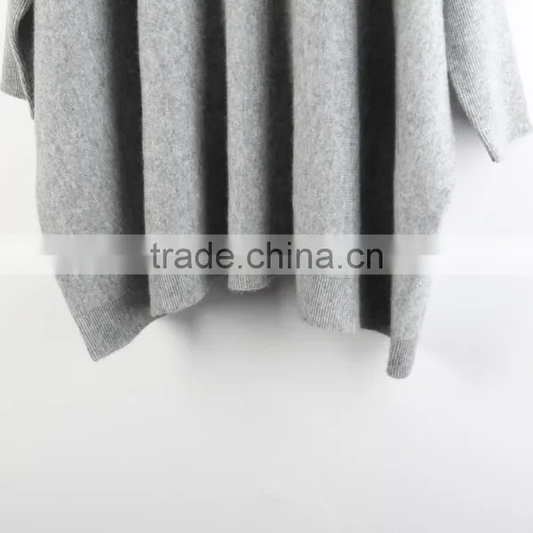 Popular Women Knit V Neck Bat Sleeve 100% Cashmere Pullover Sweater photo-3