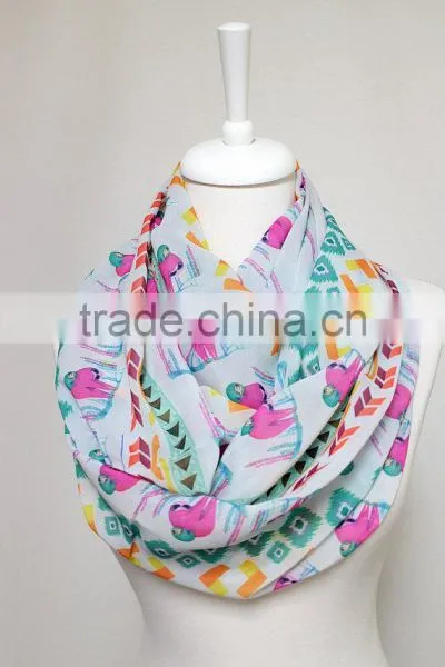 Pink Sloth Pattern Chiffon Infinity Scarf, Circle Scarf, Loop Scarf, Scarves, Shawls, Spring Fall Winter - Summer Fashion Christ photo-2