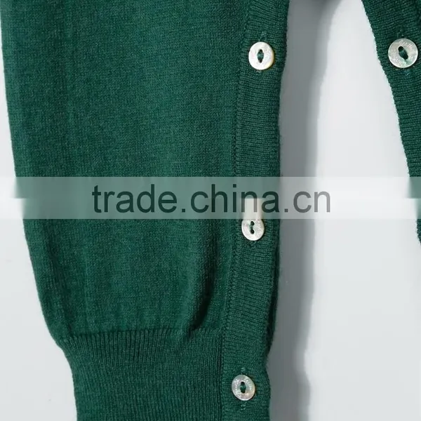Green Cotton Blend Round Neck Plain for Winter Season Custom Baby Romper photo-4