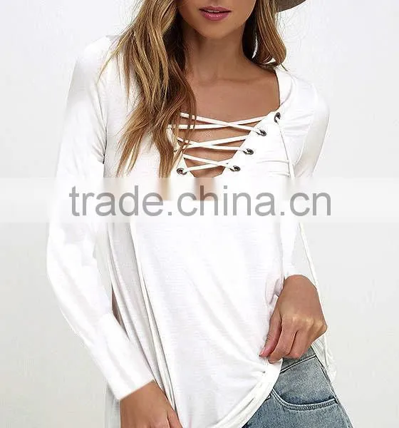 2017 Latest Fashion Design Sexy Ladies Top Women Fashion Cutting Blouse photo-2