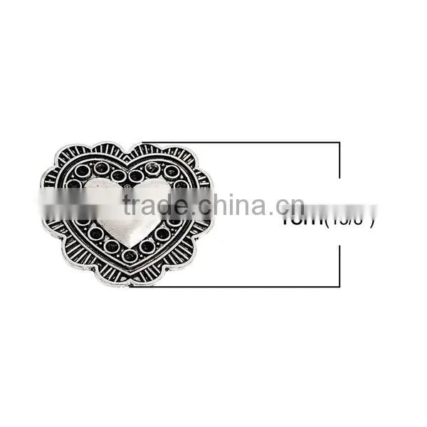 Heart Antique Silver Zinc Based Alloy Metal Sewing Buttons photo-2