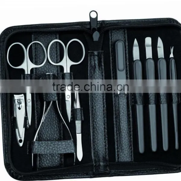 Multifunctional Manicure Stainless Steel Set With Leather Bag/ Promotional Manicure Pedicure Set
