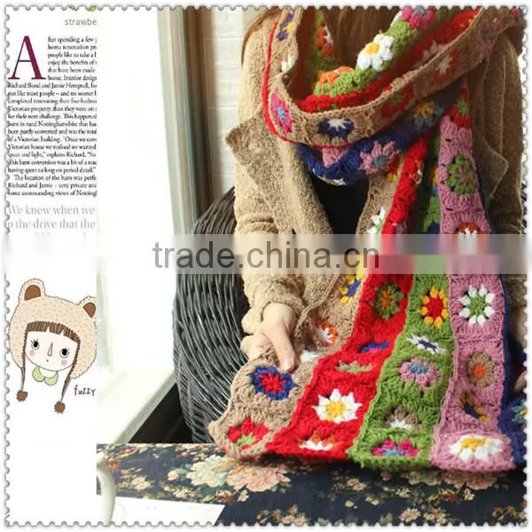 5 Rows of Flowers 195X38CM 4 Row Flower 195X30CM Knitting Scarf photo-2