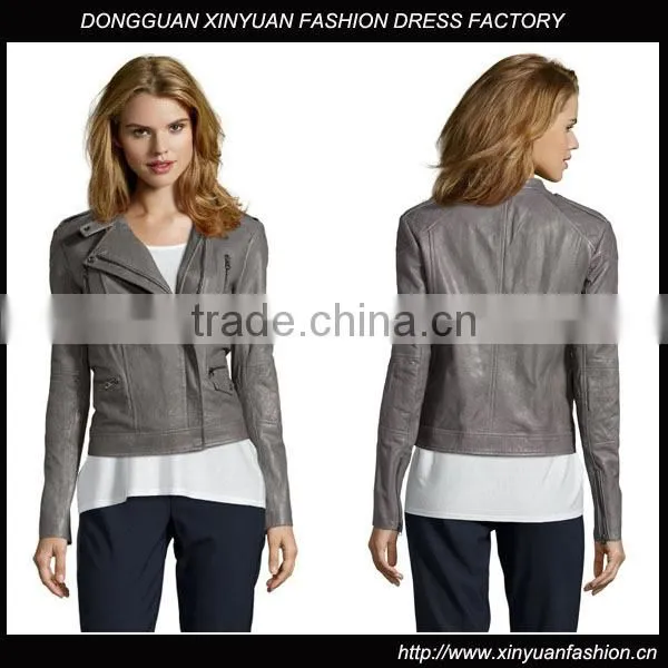 Quilted Asymetrical Zip Motorcycle Leather Jacket
