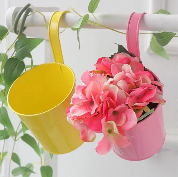 Metal Flower Pot Balcony Garden Planter Iron Hanging Flower Barrel photo-2