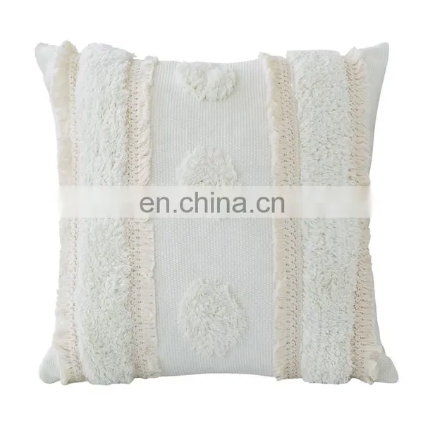 Wholesale Decorative Boho Style Sofa Use Throw Pillow Cushion Cover Boho Tufted Pillow Case With Lace photo-3