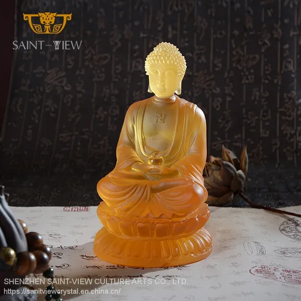 SAINT-VIEW Liuli Buddha Statue Three Precious Sakyamuni photo-4