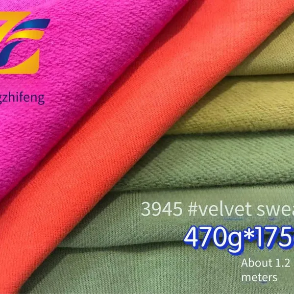 Guangzhifeng 3945# 470g Dense Velvet Cotton Sweatshirt Fabric With Brushed Back, Heavyweight, in Stock, Popular Autumn and Winter Trendy Outerwear Fabric photo-2