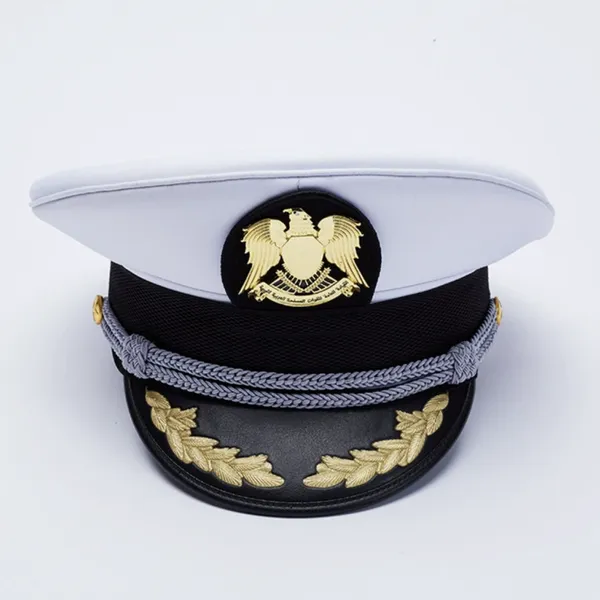 Classic Black Marching Band Hat With 3D Embroidery, Absorbent Sweatband, and Adjustable Elastic