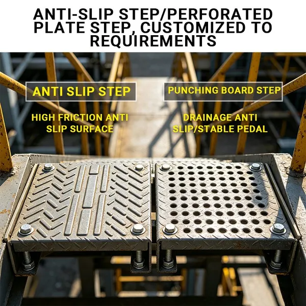 All Season Weatherproof Galvanized Steel Cage Ladder Anti Rust Vertical Industrial Step Ladder