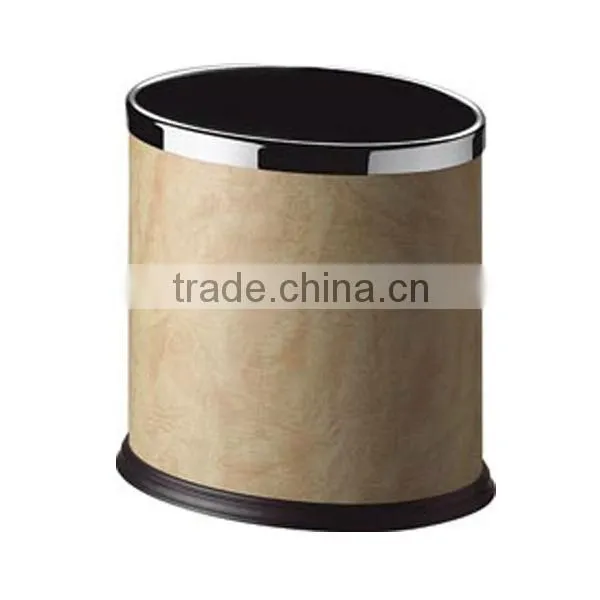 Waste Bin Wrapped in Faux Leather With Bezel Top photo-2