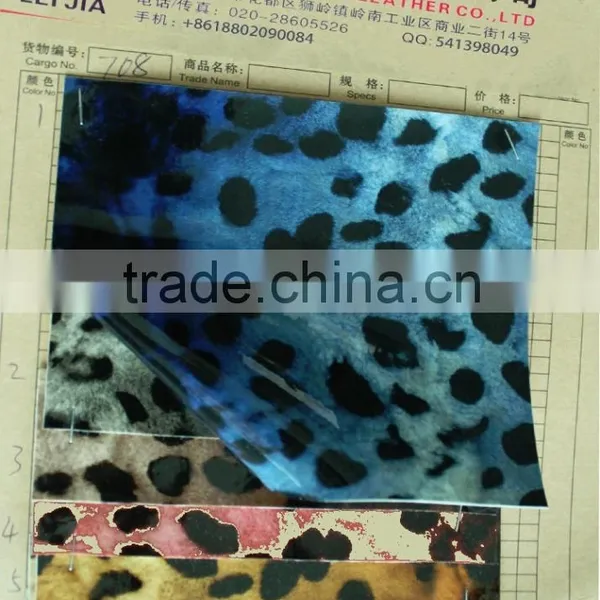 Pearl Shiny Glossy pu Leather With Leonpard Pattern for Lady Handbags Artificial pu Leather photo-5