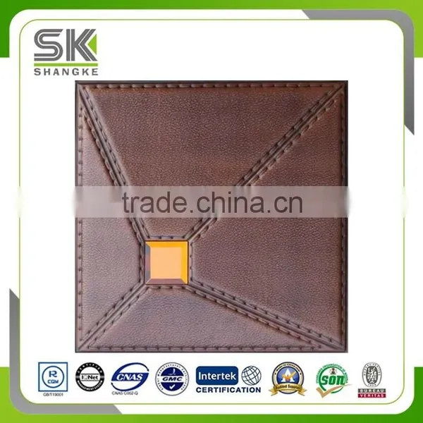 White Colored Simply Style Faux Leather 3D Tile For Home Decoration photo-6
