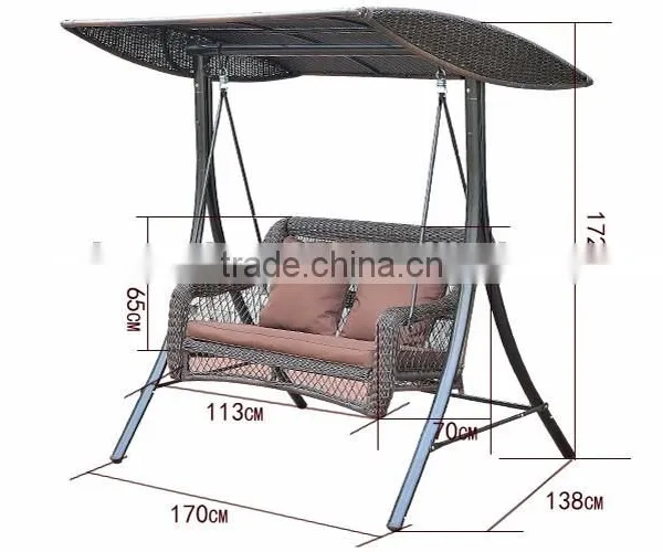 Luxurious Durable Double Seat pe Rattan Swing Chair With Canopy