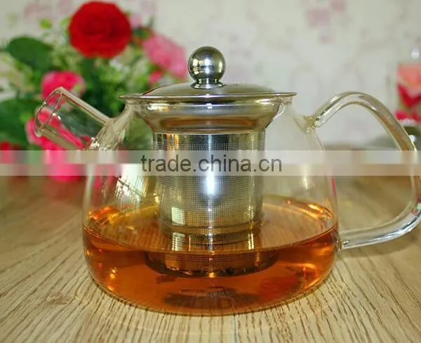 Clear Glass Teapot With Stainless Steel Filter