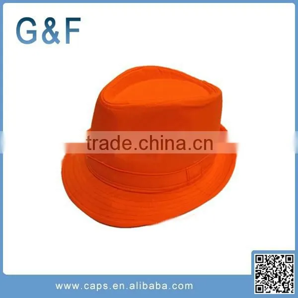 New Style Top Selling Black Fedora Hat With White Band photo-2