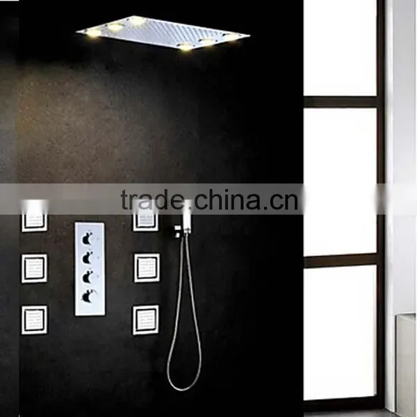 Bathroom Led Rain Shower 360*500mm Embeded Ceiling Mounted 304ss Shower Head Multi Color Remote Control Rain Spa Shower photo-6