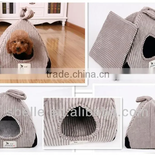 Solid Corduroy Made Pet House Dog Bed photo-3
