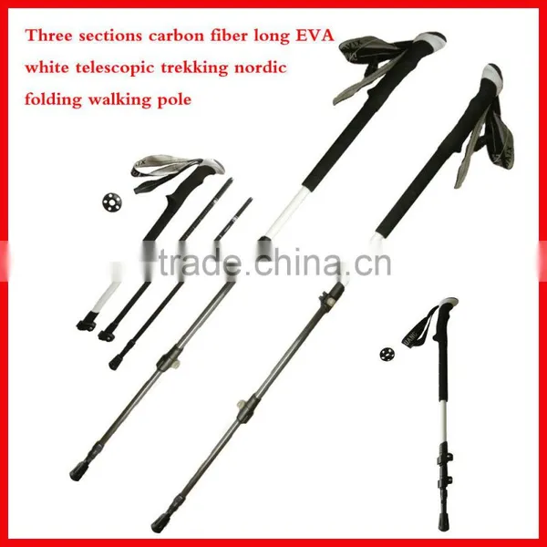 Cheap Popular Three Sections Carbon Fiber Telescopic Trekking Pole Nordic Walking Stick