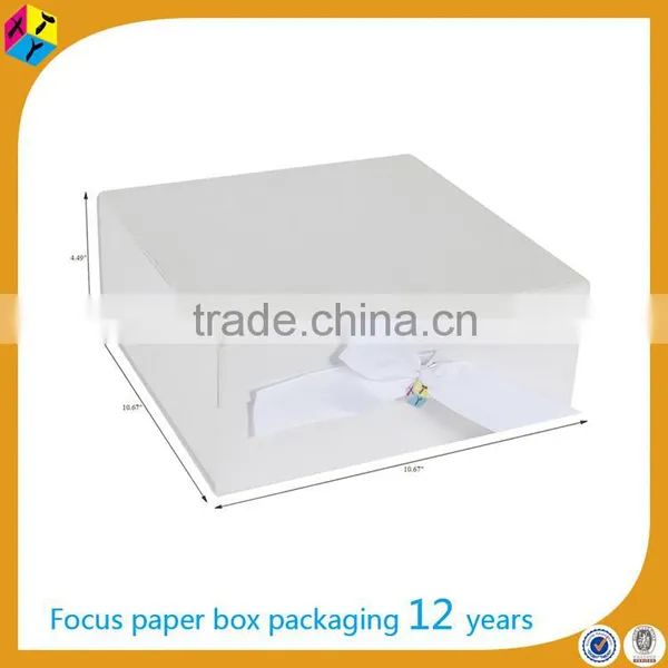 White Rectangle Matte Ribbon Folding Paper Gift Packing Box photo-2