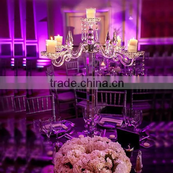 Beautiful Crystal Candelabra for Wedding Centerpiece Decoration Glass Hurricanes Candelabra Wedding Favors Stand photo-2