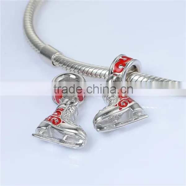 Custom Silver Beads Skate Shoe Charms Jewelry Wholesale photo-3