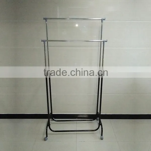Double Pole Iron Pipe Adjustable Garment Rack Telescopic Stand Clothes Drying Rack Manufacturer Supplier photo-6
