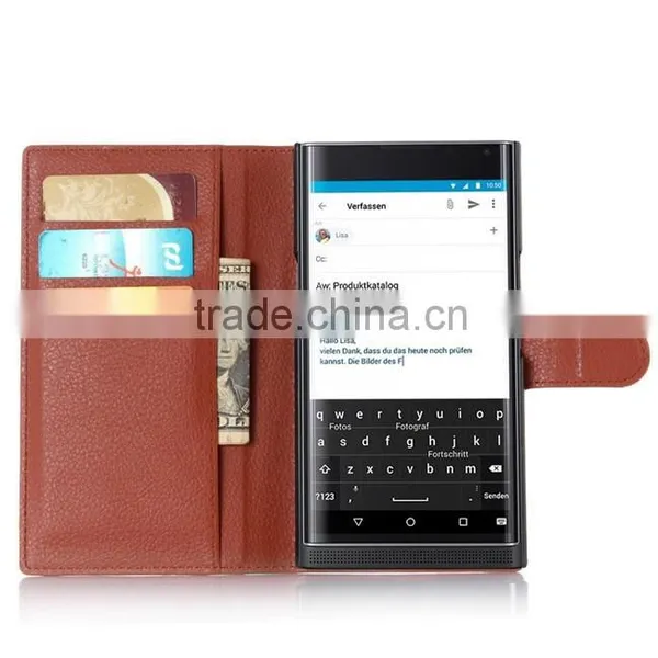 New Coming PU Leather Smart Phone Wallet Case for Blackberry Priv Credit Card Case With Stand photo-2