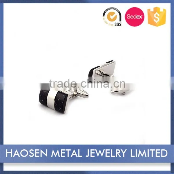 New Style Blue Gold Sand Or Blue Cat Eye Stone With Onyx Rhodium Stone Cufflinks For Men photo-2